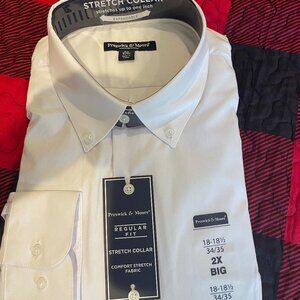 PRESWICK & MOORE Men’s Shirt 18.5 / 35 White Long Sleeve Button Down Dress Shirt
